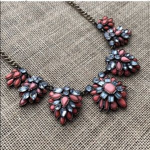 LOFT | Pink & Crystal Statement Necklace